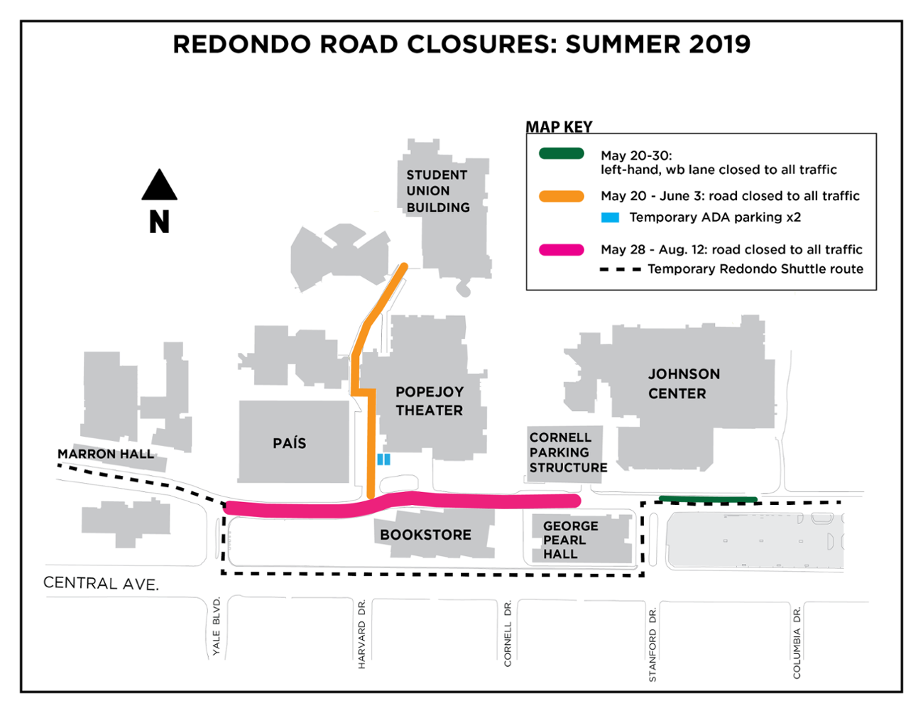 Map of summer 2019 redondo road closures